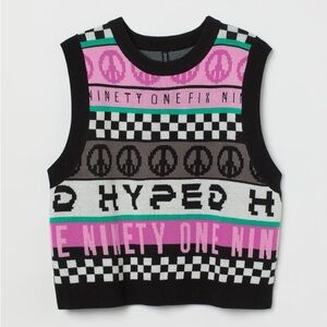 H&M+ Jacquard-knit Sweater Vest Pink Patterned Size‎ Small